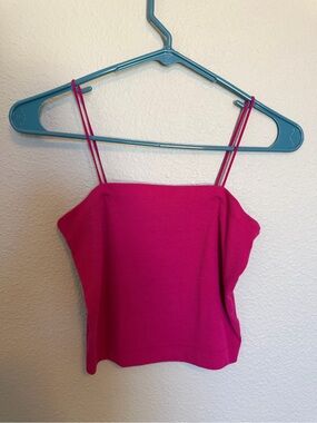 American Eagle Outfitters Hot Pink Ribbed Crop Tank